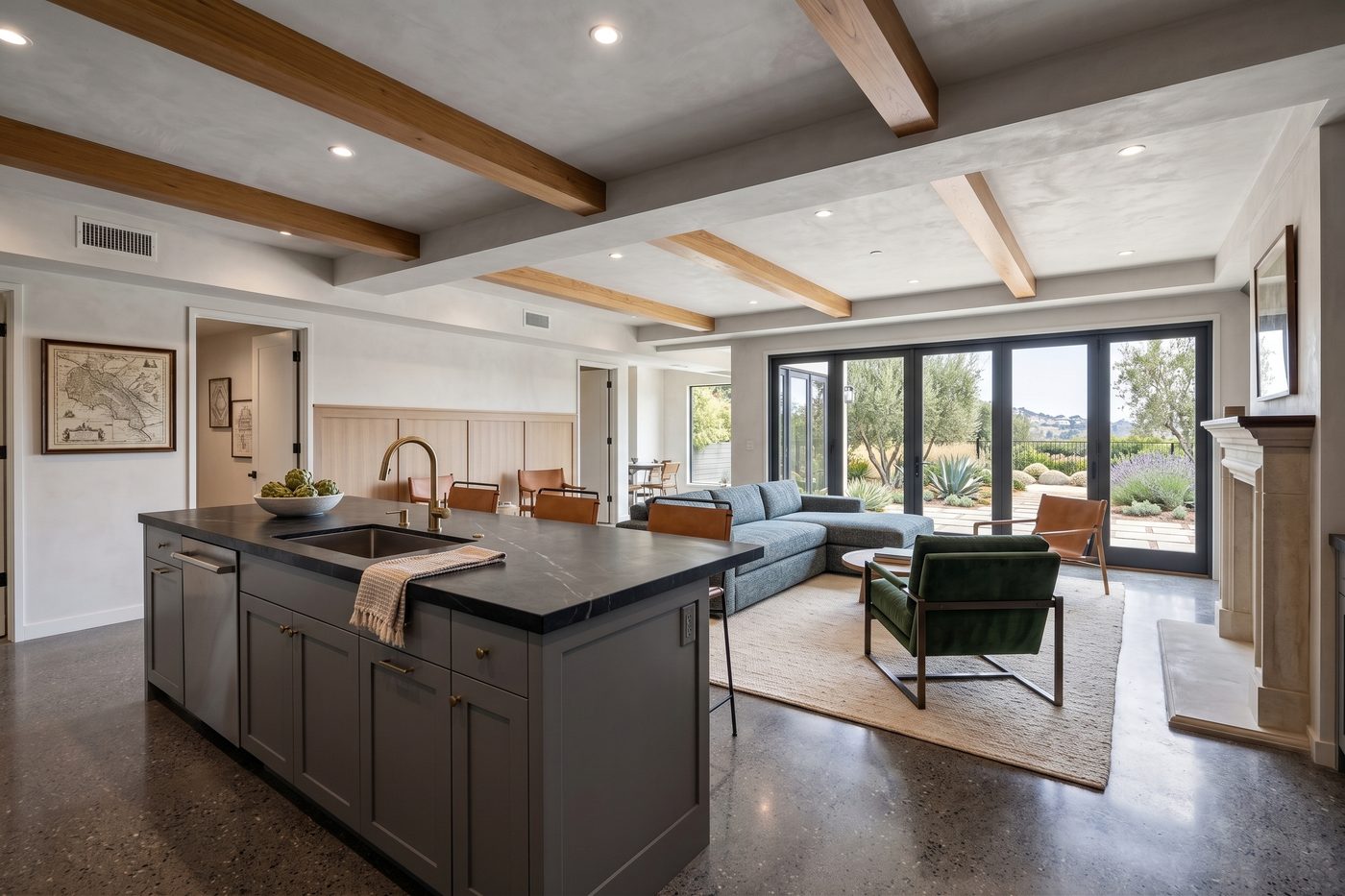 Modern stone and stucco custom home exterior
